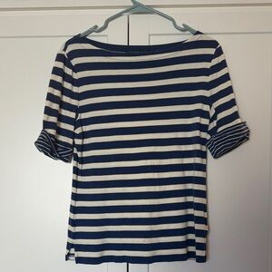 Polo Ralph Lauren Navy and Cream Striped Tee